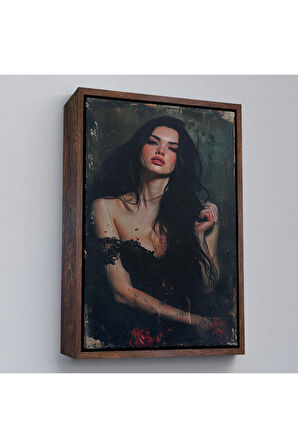 Ahşap Çerçeveli Bohem Kadın Tablosu-7960