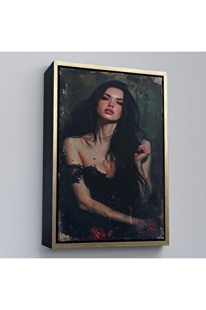 Ahşap Çerçeveli Bohem Kadın Tablosu-7960