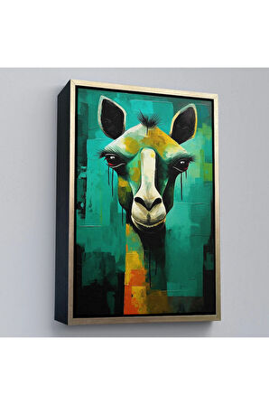 Ahşap Çerçeveli Sevimli Zürafa Tablosu-7963