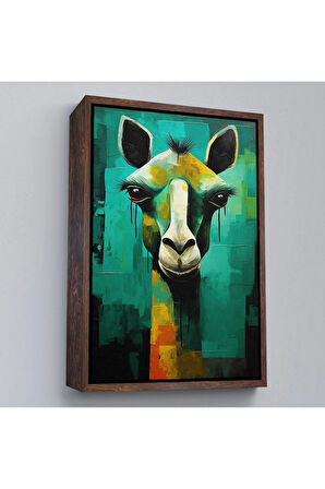 Ahşap Çerçeveli Sevimli Zürafa Tablosu-7963