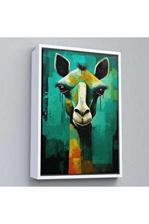 Ahşap Çerçeveli Sevimli Zürafa Tablosu-7963