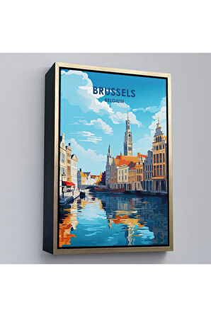 Ahşap Çerçeveli Brüksel Belçika Tablosu-7964