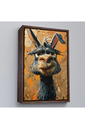 Ahşap Çerçeveli Sinirli Eşek Tablosu-7966