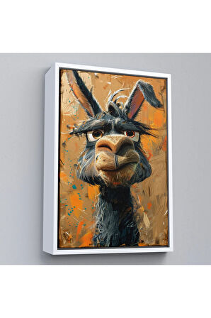 Ahşap Çerçeveli Sinirli Eşek Tablosu-7966