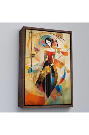 Ahşap Çerçeveli Dekoratif Soyut Kadın Tablosu-7970