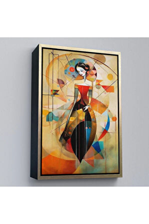 Ahşap Çerçeveli Dekoratif Soyut Kadın Tablosu-7970