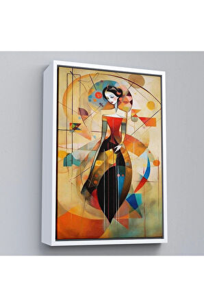 Ahşap Çerçeveli Dekoratif Soyut Kadın Tablosu-7970