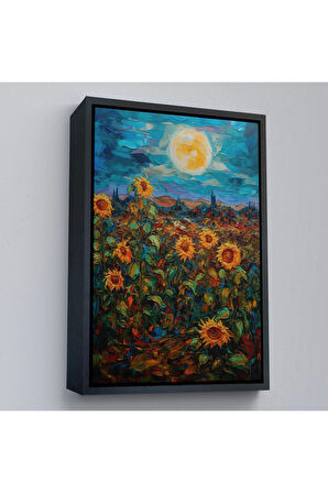 Ahşap Çerçeveli Ayçiçeği Tarlaları Tablosu-7977