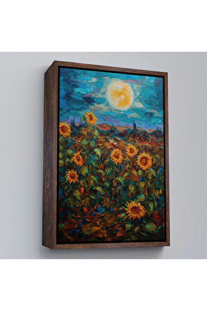 Ahşap Çerçeveli Ayçiçeği Tarlaları Tablosu-7977