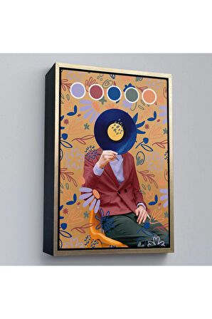 Ahşap Çerçeveli Sansalyede Oturan Adam Pop Art Tablo-7978