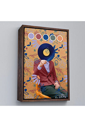 Ahşap Çerçeveli Sansalyede Oturan Adam Pop Art Tablo-7978