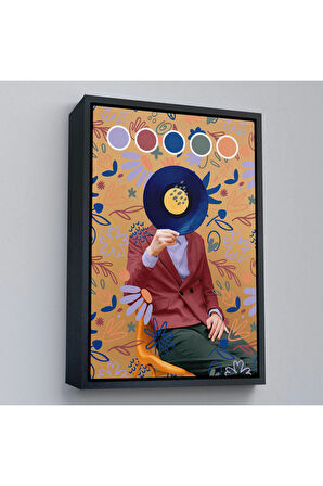 Ahşap Çerçeveli Sansalyede Oturan Adam Pop Art Tablo-7978