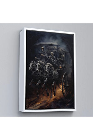 Ahşap Çerçeveli Cadılar Bayramı Tablosu - Halloween-7979