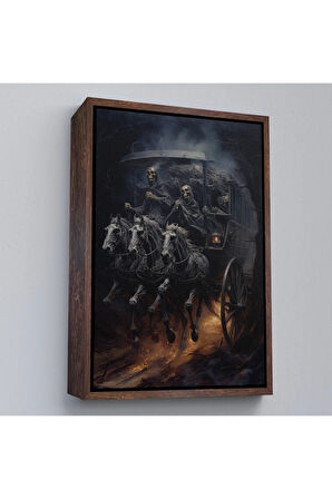 Ahşap Çerçeveli Cadılar Bayramı Tablosu - Halloween-7979