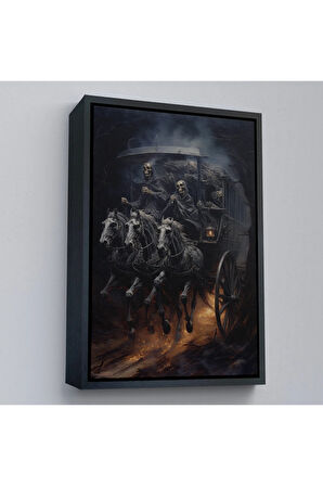 Ahşap Çerçeveli Cadılar Bayramı Tablosu - Halloween-7979