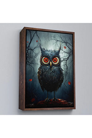 Ahşap Çerçeveli Sevimli Baykuş Tablosu-7984