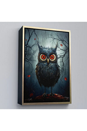 Ahşap Çerçeveli Sevimli Baykuş Tablosu-7984