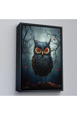 Ahşap Çerçeveli Sevimli Baykuş Tablosu-7984