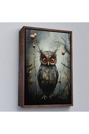 Ahşap Çerçeveli Sevimli Baykuş Tablosu-7985