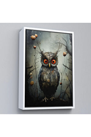 Ahşap Çerçeveli Sevimli Baykuş Tablosu-7985