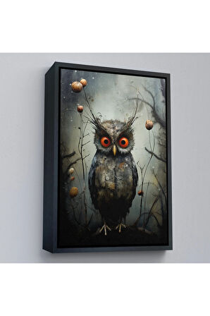 Ahşap Çerçeveli Sevimli Baykuş Tablosu-7985