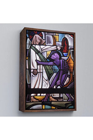 Ahşap Çerçeveli Şeytan İsa'Yı Kandırıyor Tablo-7987