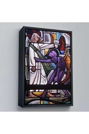 Ahşap Çerçeveli Şeytan İsa'Yı Kandırıyor Tablo-7987