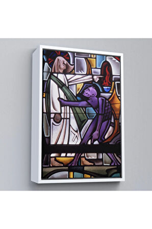 Ahşap Çerçeveli Şeytan İsa'Yı Kandırıyor Tablo-7987