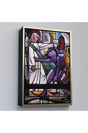 Ahşap Çerçeveli Şeytan İsa'Yı Kandırıyor Tablo-7987