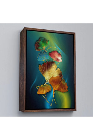 Ahşap Çerçeveli Renkli Altın Detaylı Tablo-7988