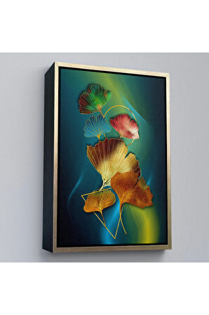 Ahşap Çerçeveli Renkli Altın Detaylı Tablo-7988