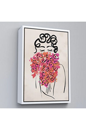Ahşap Çerçeveli Sevimli Kadın Tablosu-7992