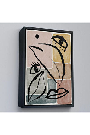 Ahşap Çerçeveli Minimalist Kadın Yüzü Tablosu-7993