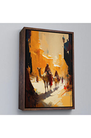 Ahşap Çerçeveli Deve Üstündeki İnsanlar Tablo-7994