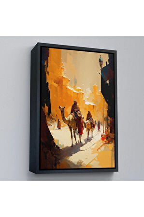 Ahşap Çerçeveli Deve Üstündeki İnsanlar Tablo-7994