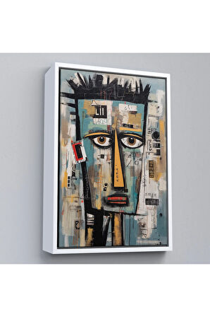 Ahşap Çerçeveli Sürreal İnsan Yüzü Tablo-7999