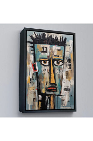 Ahşap Çerçeveli Sürreal İnsan Yüzü Tablo-7999