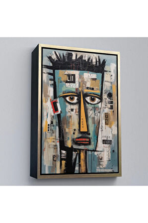Ahşap Çerçeveli Sürreal İnsan Yüzü Tablo-7999