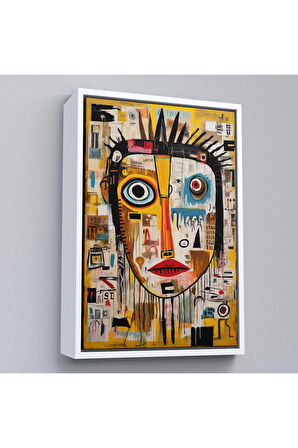 Ahşap Çerçeveli Sürreal İnsan Yüzü Tablosu-8001