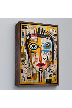 Ahşap Çerçeveli Sürreal İnsan Yüzü Tablosu-8001