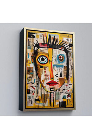 Ahşap Çerçeveli Sürreal İnsan Yüzü Tablosu-8001