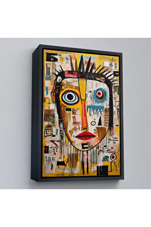 Ahşap Çerçeveli Sürreal İnsan Yüzü Tablosu-8001