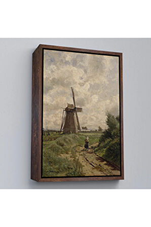 Ahşap Çerçeveli Carl Malchin- Ahrenshoop Yakınındaki Yel Değirmeni Tablo-8033