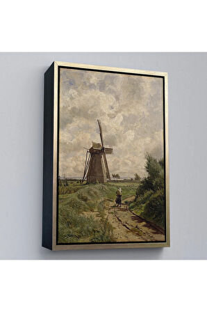 Ahşap Çerçeveli Carl Malchin- Ahrenshoop Yakınındaki Yel Değirmeni Tablo-8033