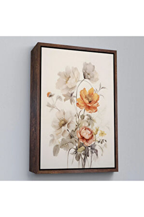 Ahşap Çerçeveli Soft Çiçekler Tablo-8035