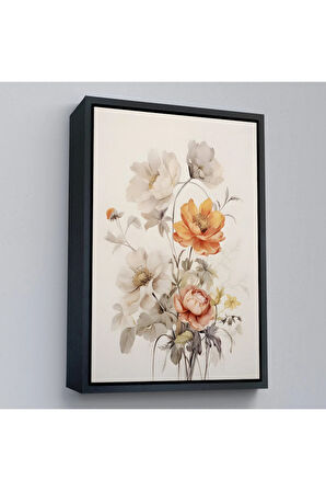 Ahşap Çerçeveli Soft Çiçekler Tablo-8035