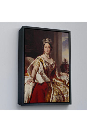 Ahşap Çerçeveli Franz Xaver Winterhalter - Kraliçe Victoria Tablosu - Queen Victoria-8038