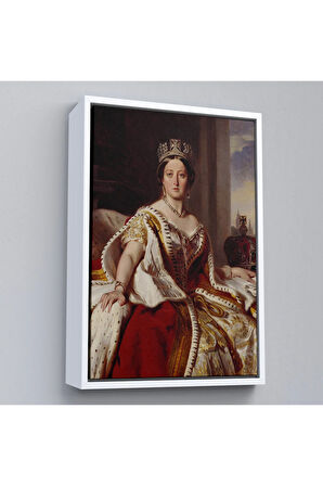 Ahşap Çerçeveli Franz Xaver Winterhalter - Kraliçe Victoria Tablosu - Queen Victoria-8038
