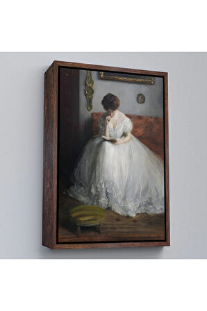 Ahşap Çerçeveli Jacques-Émile Blanche - Lucie Reading Tablosu-8041