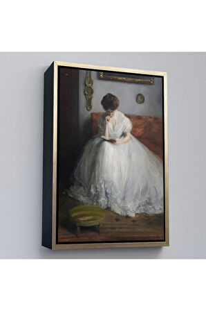 Ahşap Çerçeveli Jacques-Émile Blanche - Lucie Reading Tablosu-8041